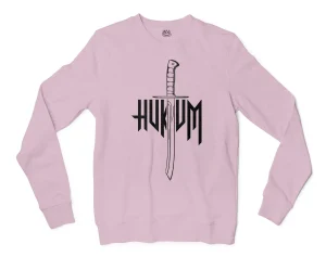 Hukum (Black) Men/Unisex Long Sleeve Sweatshirt in Light Pink Color